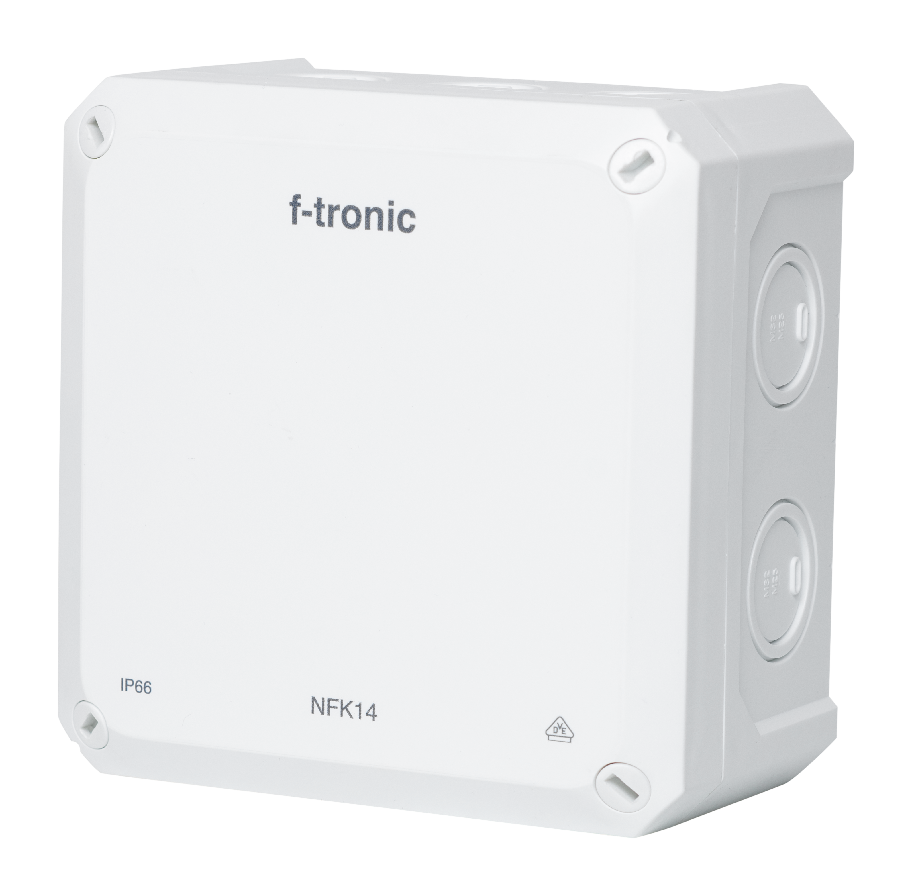 F-Tronic FR-Abzweigkasten 140x140x81mm, Ausbrechöffnungen IP66, PS, weiß, NFK14ws F-Tronic FR-Abzweigkasten 140x140x81mm, Ausbrechöffnungen IP66, PS, weiß, NFK14ws
